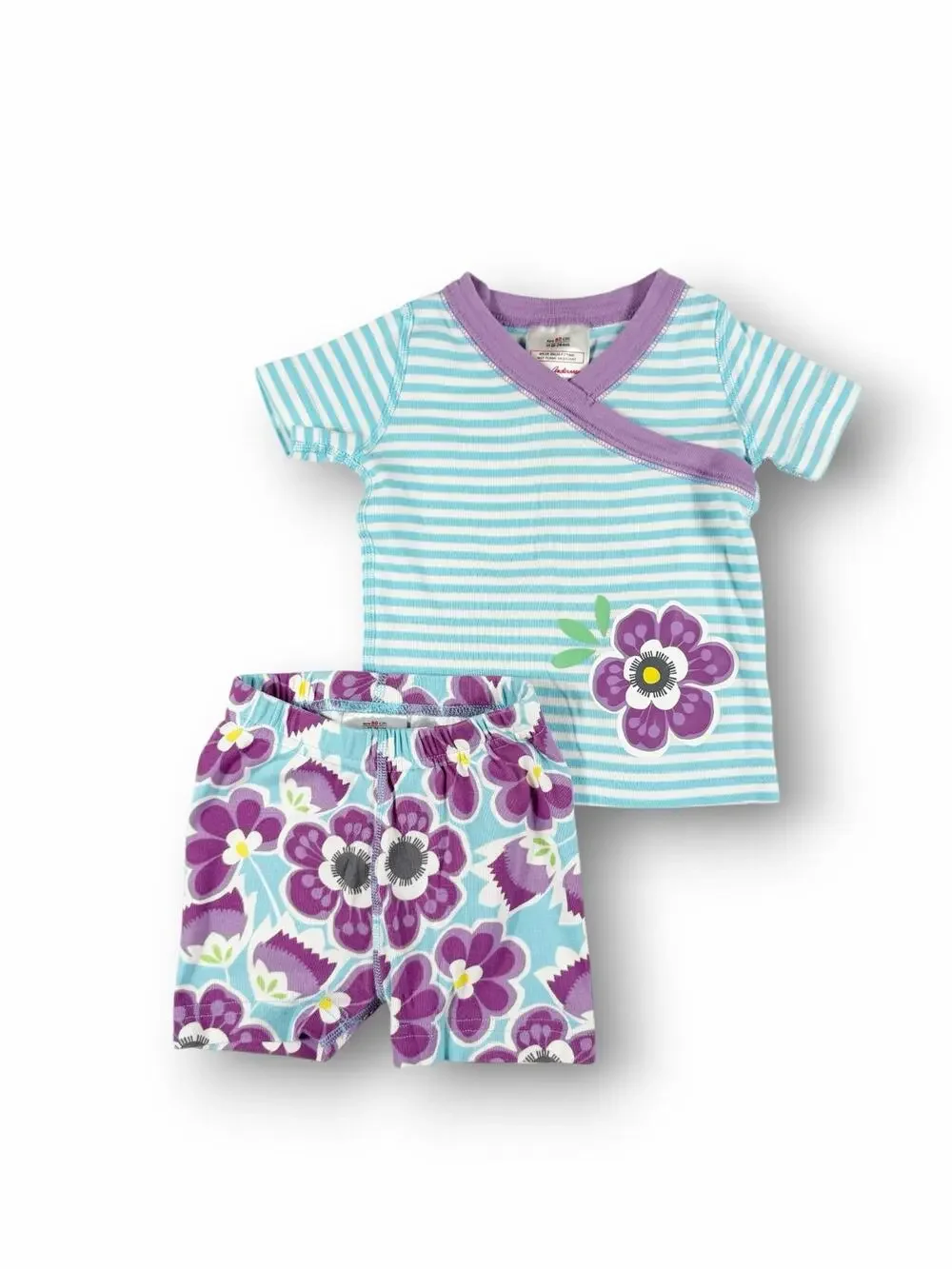 Hanna Andersson Organic Cotton Floral Shorts Pajama Set Size 80 (18–24 Months)
